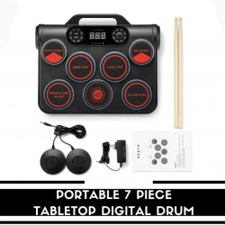 Portable 7 Piece Tabletop Digital Drum