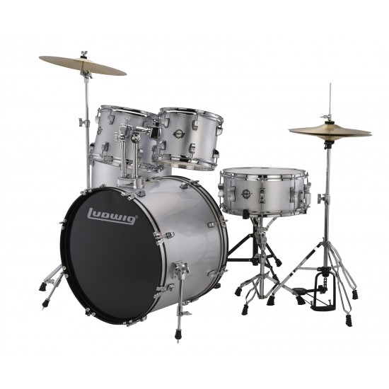 Accent Fuse 5-Piece Drums Set w/Hardware+Throne+Cymbal, Black Sparkle