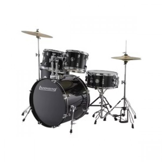 Accent Fuse 5-Piece Drums Set w/Hardware+Throne+Cymbal, Black Sparkle