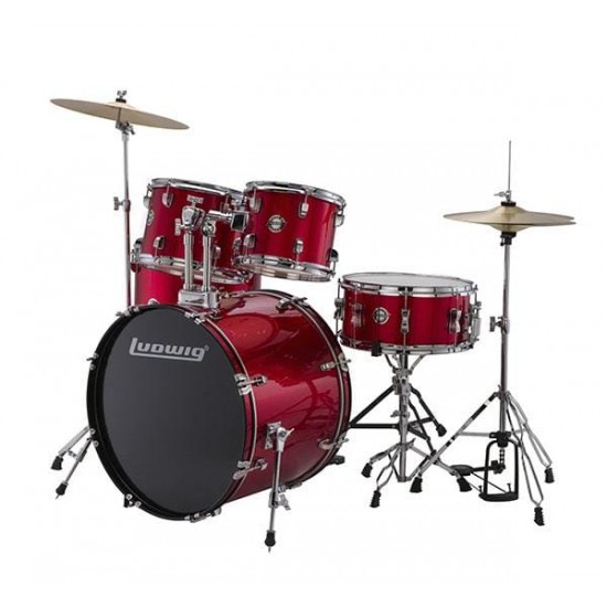 Accent Fuse 5-Piece Drums Set w/Hardware+Throne+Cymbal, Black Sparkle